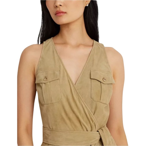 Lauren Ralph Lauren Black Label Women’s Tan Suede Fit & Flare Dress Size 12 - Picture 3 of 15
